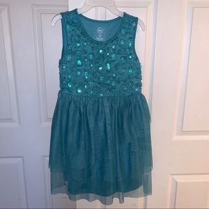 Wonder Nation Turquoise Holiday Dress Size: Large